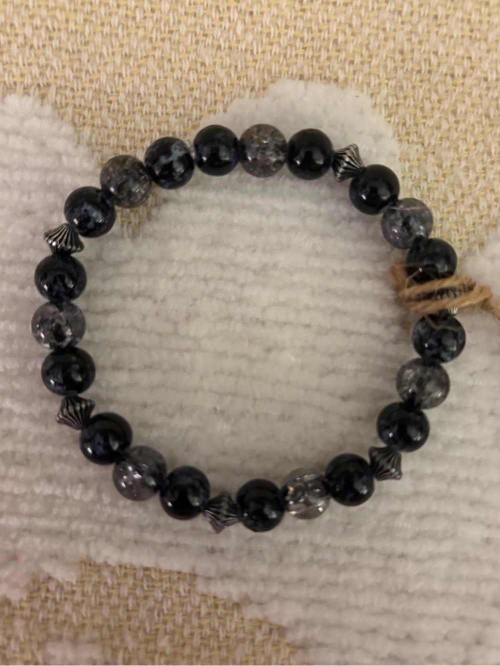 Black and Gray Beaded Stretch Bracelet